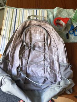 The north face backpack light floral design grey white 22.00