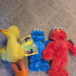 SESAME STREET ELMO COOKIE MONSTER & BIG BIRD GUND NEW WITH TAGS