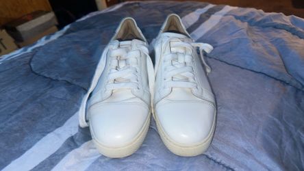 RED BOTTOM White Leather Low-Top Sneakers