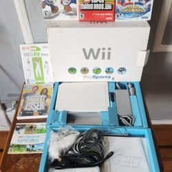 Nintendo Wii Console, Wiisport Edition Bundle With All Accessories, And 5 Video Games!