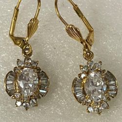 Aretes Gold Filled Piedras Baquelita Joyería Antigua 