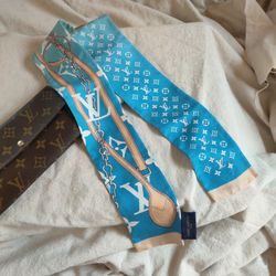 Authentic Louis Vuitton Blue Silk Bandeau 