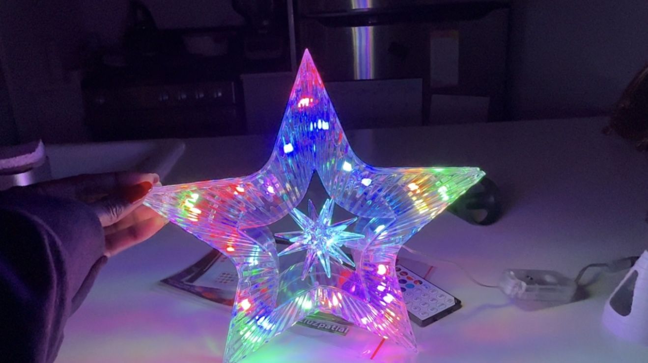 Christmas Tree Star Topper with Lights, Shatterproof Plastic