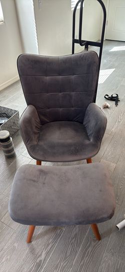 Velvet Accent Chair Ottoman Set