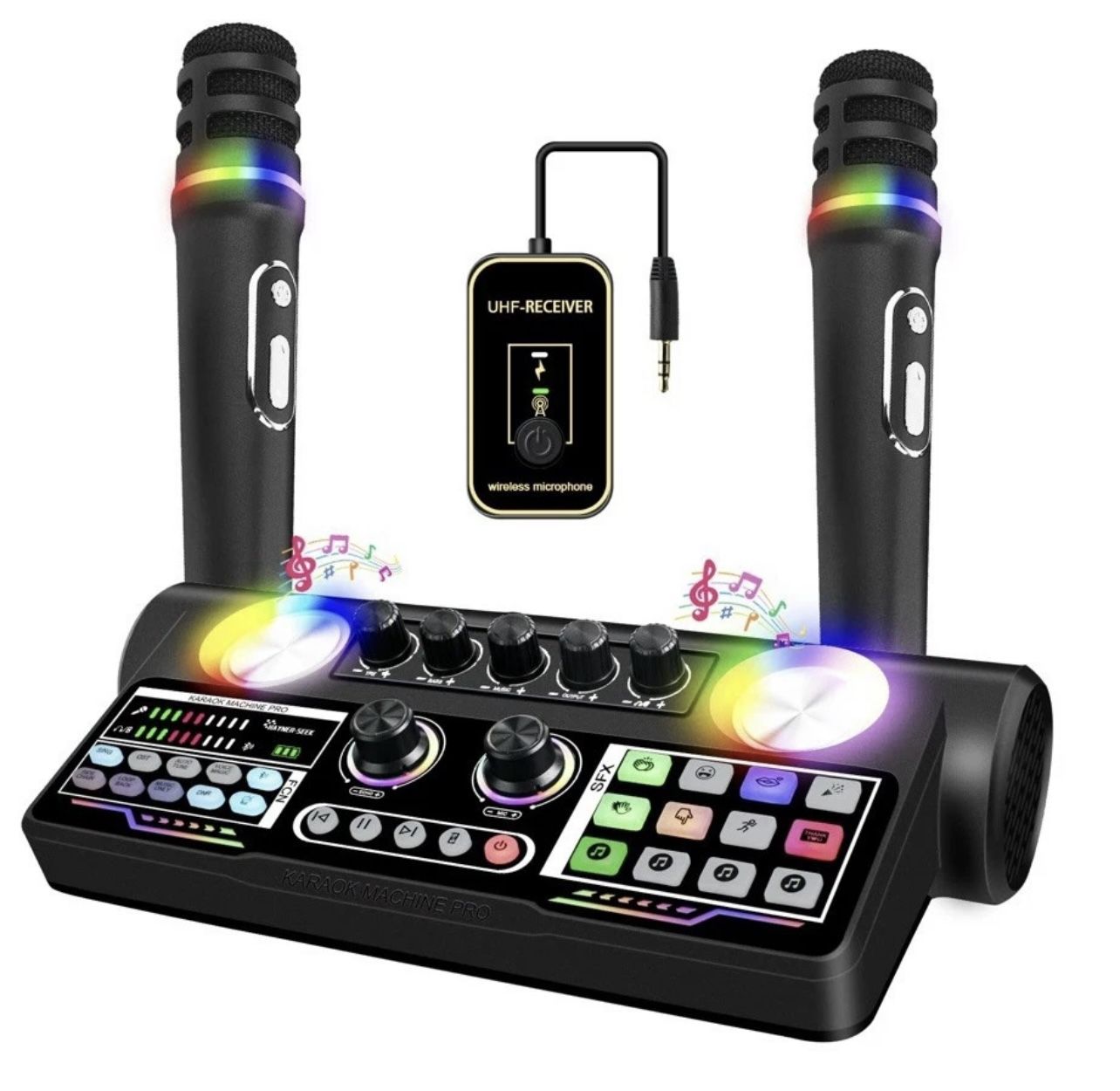 New Open Box Please ask all questions before bidding Portable Karaoke Machine Bluetooth Speaker With 2 Microphones Wireless Audio Interface Home Use