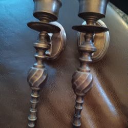 $29 Solid Brass Candle Wall Sconces. Great Pitina 10 1/4" Tall. Perfect Condition, Could be Cleaned