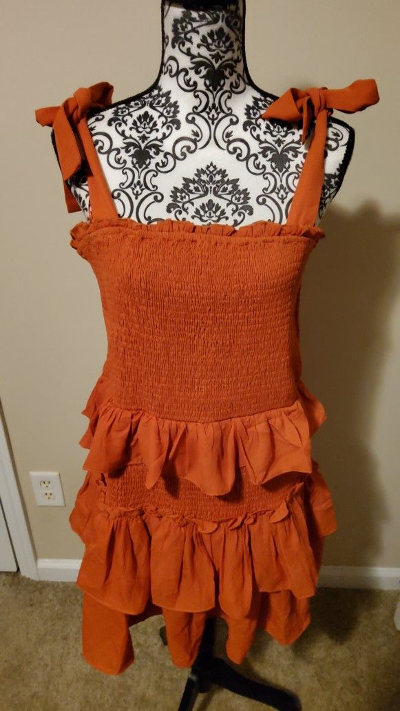 Perfectly Priscilla Smock Ginger Ruffle Dress Size 1XL