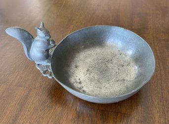 Antique Pewter Squirrel Bowl Dish