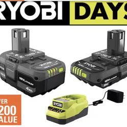 ONE+ 18V Lithium-lon Starter Kit with 2.0 Ah Battery, 4.0 Ah Battery, and Charger