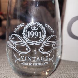 Package Includes:- 1991  Wine tumbler  1991 Shot glass - Helpful: Wash with non-scratch sponges or cloth in warm water. Not microwavable. Keep childre