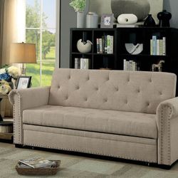 Brand New Beige Futon Sofa Sleeper Converts Into Bed 