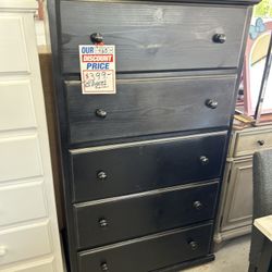 5 Drawers Solid Wood Dresser With Full Extension Rails Available In Different Colors 