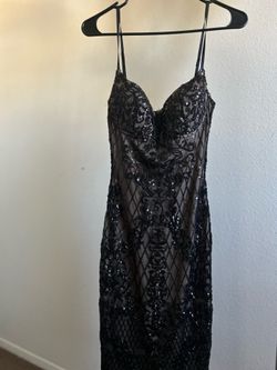 Black Sequin Body Con Windsor Dress