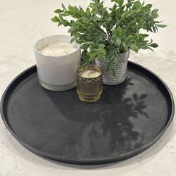 Round Black Decorative Tray - New!