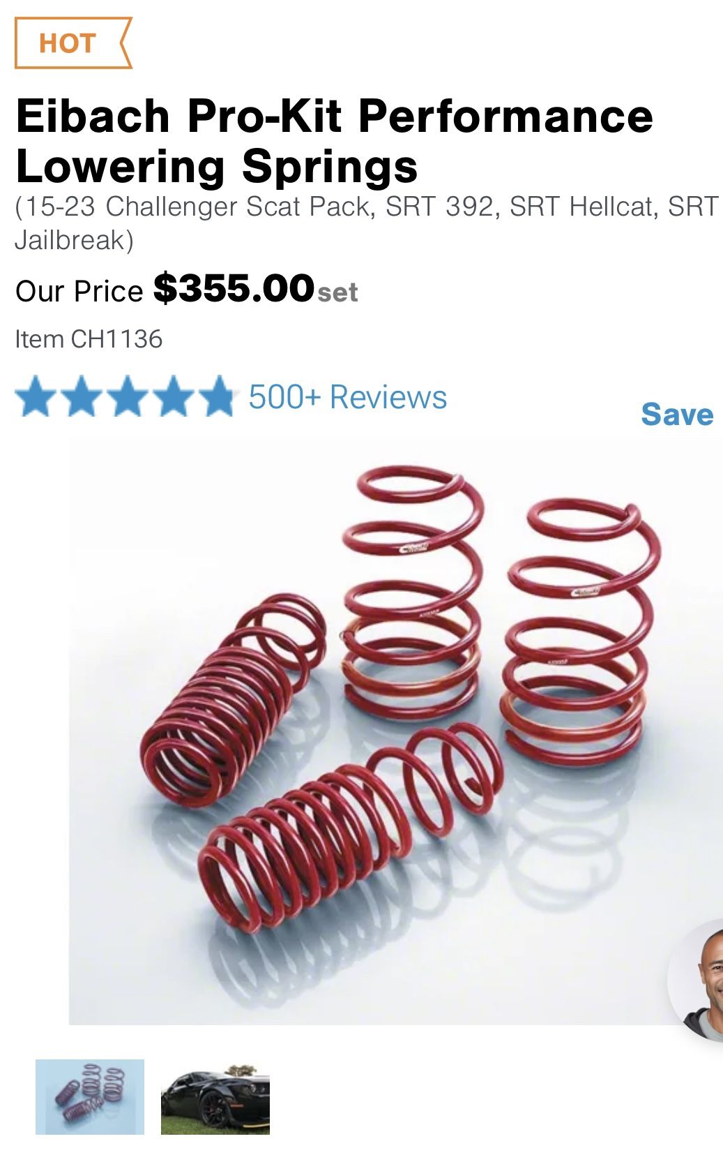 Eibach Pro Kit Lowering Springs Wide Body Challenger