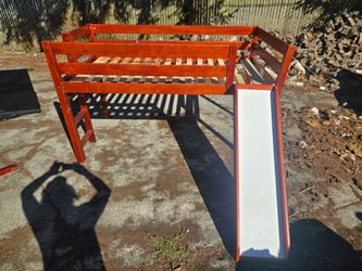 Child's loft bedframe with slide