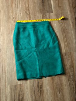 J. Crew Women’s Aqua Wool No. 2 Pencil Skirt blue green