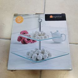 Imperial" brand 2-tier glass cake or food stand
