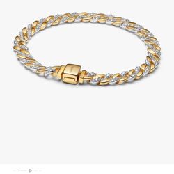 Two-tone Pave Cuban Link Bracelet 