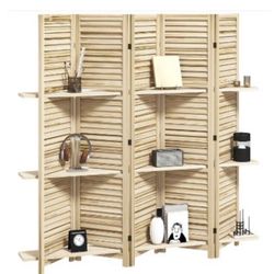 Wood Divider with Shelves 67”