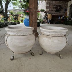 Rope White Round Clay Pots, Planters, Plants. Pottery $55 cada una