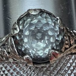 Stunning Faceted PRASIOLITE Intricate SARDA Sterling Silver Ring. Size 12