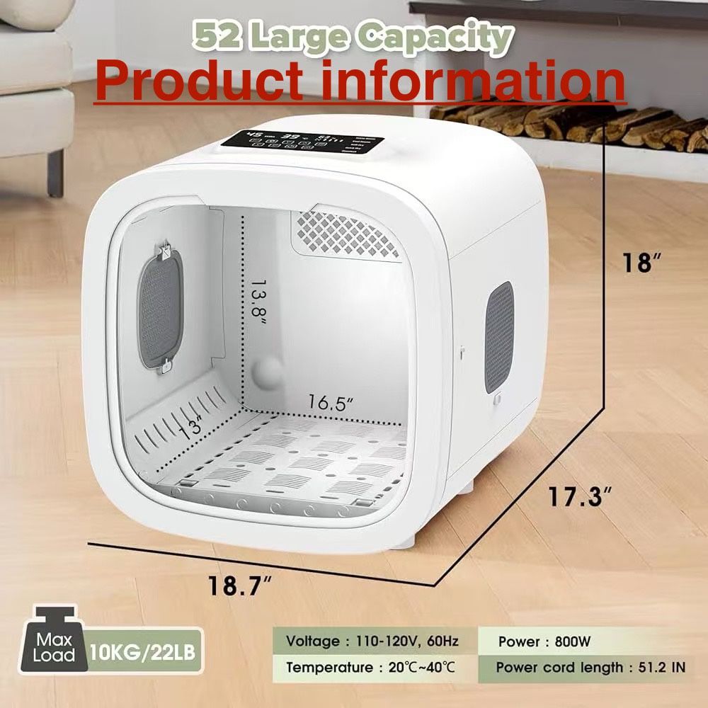 🥨52L Automatic Pet Dryer Box with 5 Modes Hands Free Pet Grooming Dryer for Cats & Dogs Adjustable Temperature & Wind Speed Low Noise Safety Feat