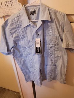 Mens Brand New Guayavera Xl Blue. Guayavera De Hombre Nyeva Xl