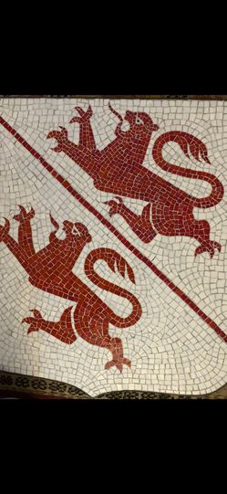 Handmade Mosaic Tile Double Lion Of Judah Coat Of Arms