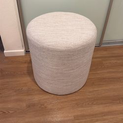 White Threshold Round Ottoman