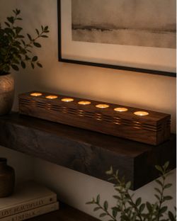 Handmade 7-Light Wood Candle Holder – Stunning Table Centerpiece
