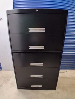 Black 5-Drawer Lateral File Cabinet
