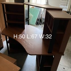 Brown Computer Desk Height 50 Inches Length 67 in