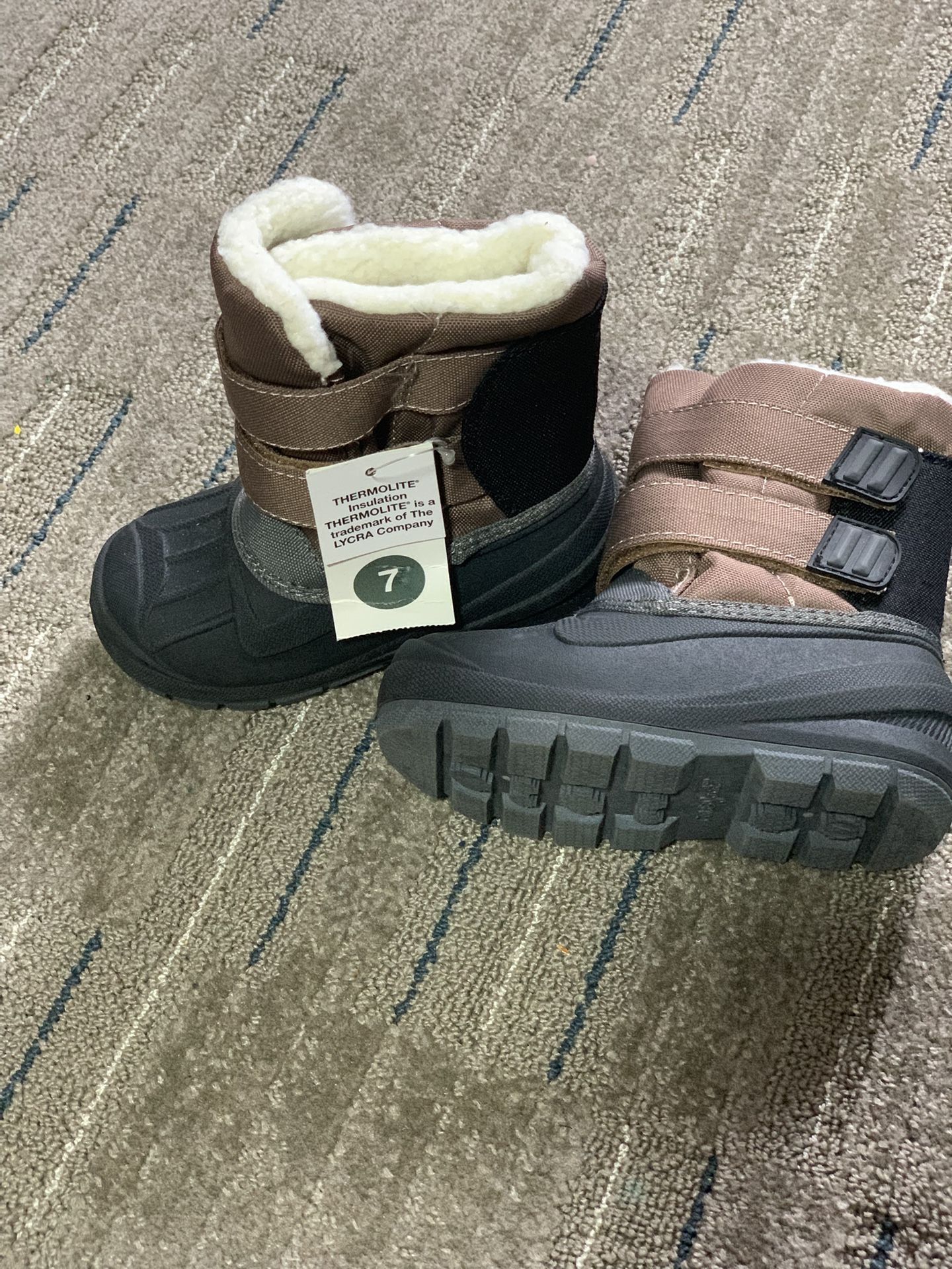 Cat & Jack Snow Boots Size 7 Toddler NEW Brown & Black Unisex Warm