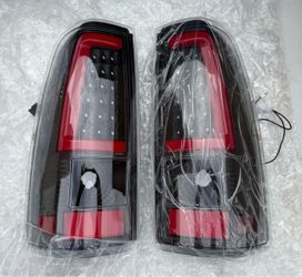 99-06 Chevy Silverado Sierra Black LED Red Bar Tail Lights