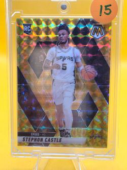 2024-25 Panini Mosaic Stephon Castle Yellow Reactive Rookie San Antonio Spurs