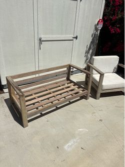 World Market Segovia Outdoor Loveseat + Chair – Eucalyptus Wood