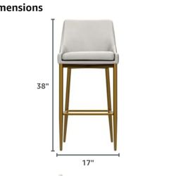 Counter Height Bar Stool Contemporary Velvet Upholstered Counter Stool with Polished Gold Metal Legs and Foot Rest