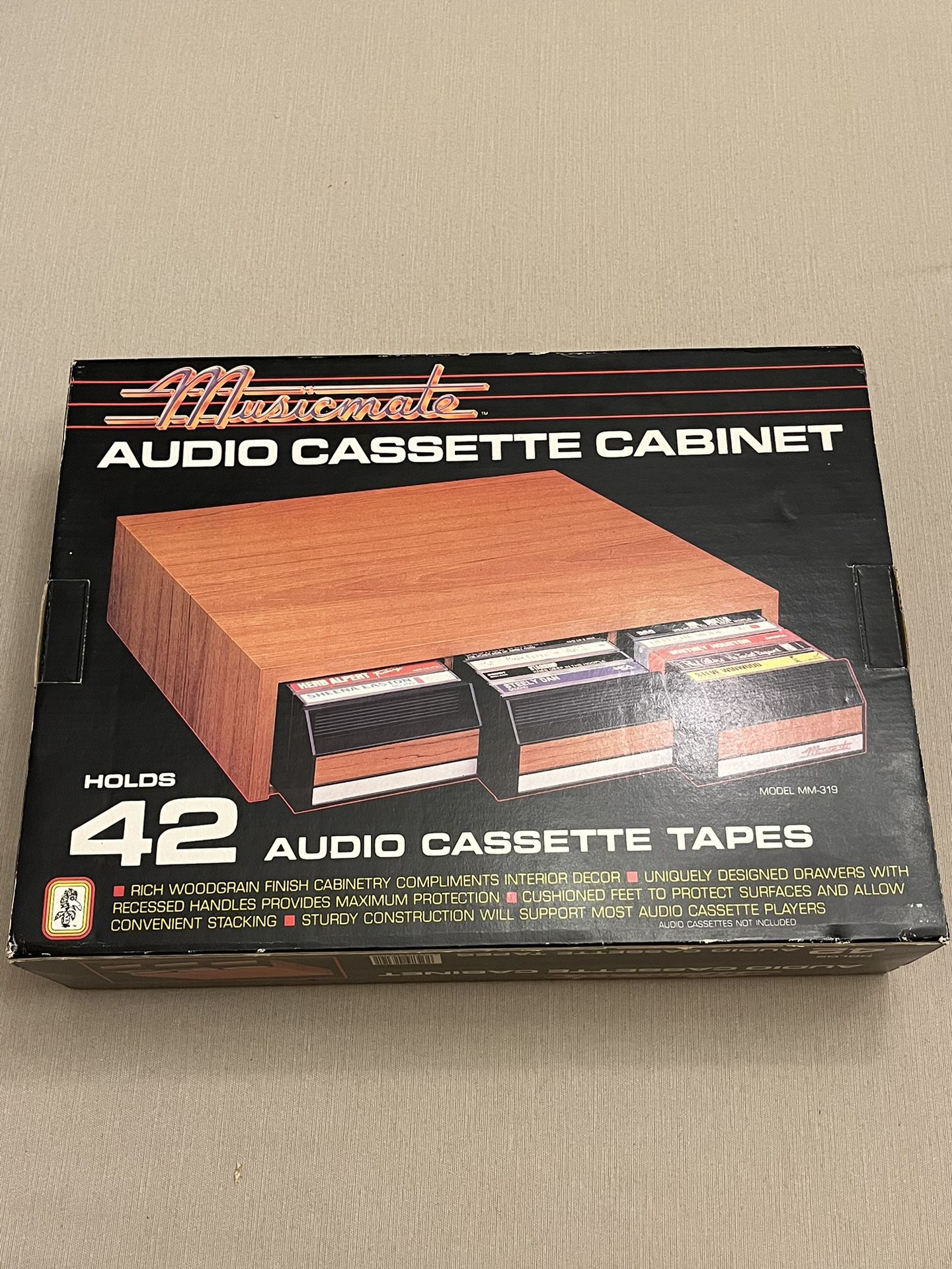 - NOS -Vintage Musicmate Audio Cassette Cabinet Holds 42 Cassettes - Brand New -