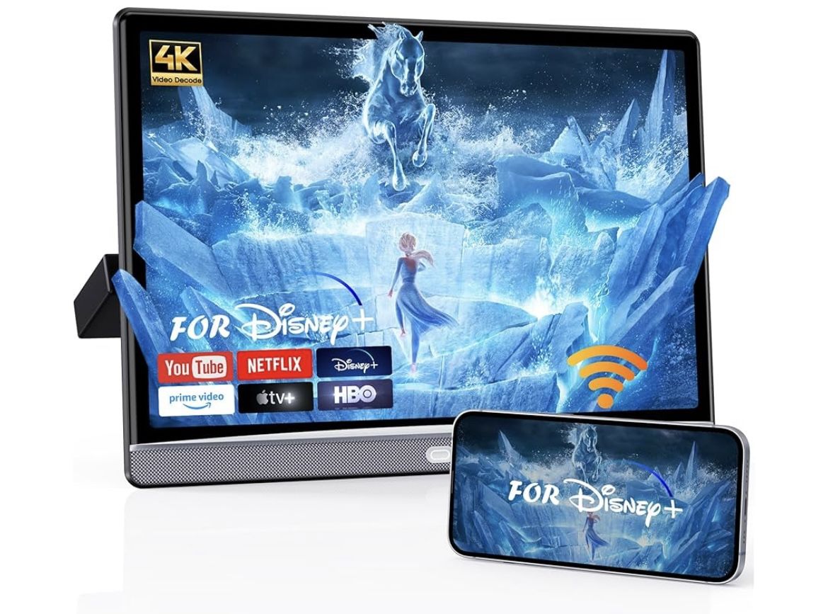 13.3" Car TV for Back Seat, 4K Android Headrest Monitor for Car, 4G+64G Portable Rear Entertainment System