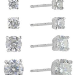 Truly Radiant CZ Sterling-Silver Stud Earrings Set 