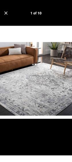 White and slate gray rug