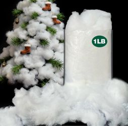 1LB Christmas Fake Snow Decor,Cotton White Fluff Christmas Indoor Decoration,Vacuum-Packed Artificial Snow,Cotton Stuffing for Crafts Christmas Villag
