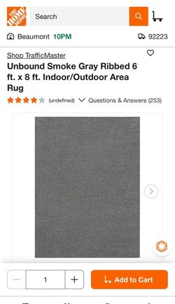 Indoor/Outdoor Smoke Gray Ribbed 6x8 Area Rug
