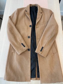 Camel Wool Overcoat with Black Lining 38R