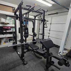 Vesta Smith Machine 1001 | Adj Bench W/ Leg Developer And Preacher Station |Gym Equipment | Fitness | Pulleys|🔴WEIGHTS AND BARBELL SOLD SEPARATELY 🔴