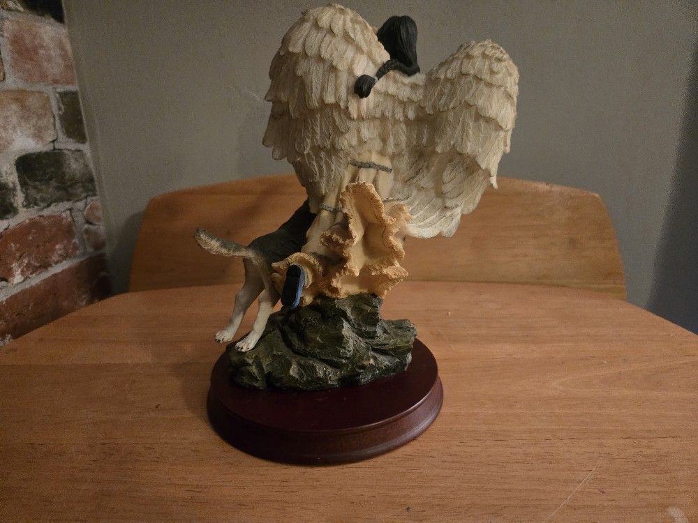 Angel Woman With Wolf Music Box