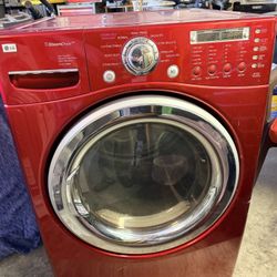 Cherry Red LG Steam Dryer