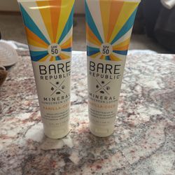 TWO** Bare Republic Mineral Sunscreen Lotion Vanilla-Coco Spf 50 