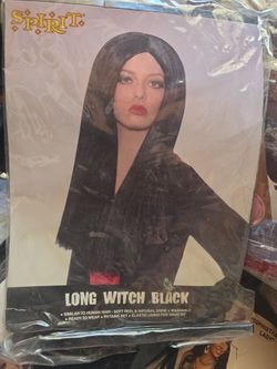 Long black with wig  NEW IN BAG
